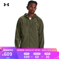 安德玛(UNDERARMOUR)男子弹力梭织训练运动防护夹克1377171 绿色390 XL