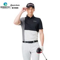 Taylormade泰勒梅 高尔夫服装男士夏季短袖T恤 23年时尚拼色POLO衫 U21414 黑色 M