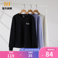 361度运动卫衣女冬套头加绒保暖卫衣常规舒适上衣 超级黑 L