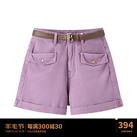 太平鸟太平鸟女装夏季翻脚口牛仔短裤A1HBD2E01 紫色 L