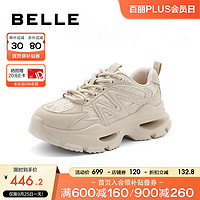 百丽轻盈增高老爹鞋女时髦设计运动鞋B1303CM3 杏色 37