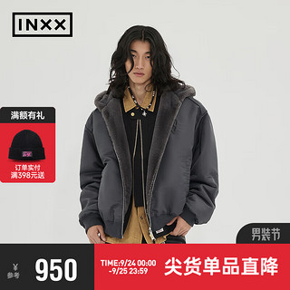 INXX 英克斯 ALLPICK 潮牌冬宽松美式复古两面穿短外套男加厚保暖飞行员夹克潮 深灰色 S