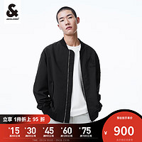 杰克·琼斯（JACK&JONES）秋季男装潮流长袖上衣宽松罗纹棒球服立体字母刺绣夹克外套男 黑色 175/96A/M