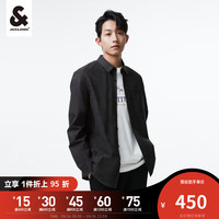 杰克琼斯 杰克·琼斯（JACK&JONES）秋季男士翻领宽松潮流衬衣舒适外套时尚简约质感印花长袖衬衫上衣 黑色 175/96A/M