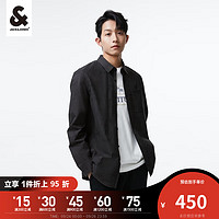 杰克琼斯 杰克·琼斯（JACK&JONES）秋季男士翻领宽松潮流衬衣舒适外套时尚简约质感印花长袖衬衫上衣 黑色 175/96A/M