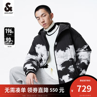 杰克·琼斯(JACK&JONES)冬季男装潮流外套宽松休闲百搭连帽保暖印花鸭绒男士羽绒服 黑色-E41 180/100A/L