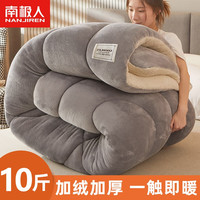 南极人羊羔绒被子秋冬加厚10斤牛奶绒被芯冬季塔芙绒春秋被宿舍单人空调棉被冬天加绒家用冬被褥子 浅灰J