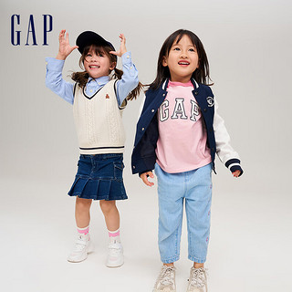 Gap 盖璞 女幼童秋季2023纯棉花苞锥形裤萝卜裤811042儿童装撒欢裤 浅蓝色 90cm(2岁)