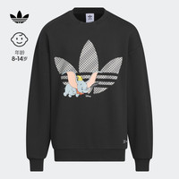adidas阿迪达斯三叶草小飞象合作款男大童印花运动圆领套头卫衣 黑色 134CM