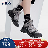 斐乐（FILA）女鞋加绒中帮欧客漫2复古运动鞋2023冬休闲鞋老爹鞋 天空灰/黑-DB 36