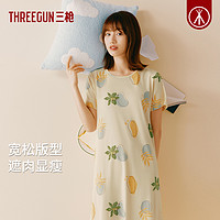 THREEGUN 三枪 短袖睡裙女春夏新品水柔棉纯棉轻薄透气休闲甜美爽滑女家居裙