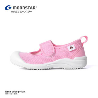 MoonStar 月星 童鞋 日本制进口 幼儿园室内小白鞋四季女童居家鞋透气男童帆布鞋 粉红色 30码 内长19 适合脚长18.5