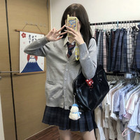 花千猪原创 灰色JK毛衣开衫 外套女春款日系学院风jk制服上衣
