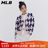 MLB韩国女款NY线衫毛线开衫洋基队时尚百搭3FKCM0134 43PKL粉拼藏蓝色B XS