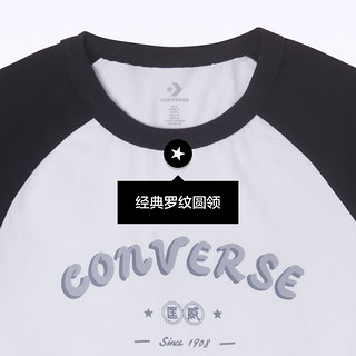 匡威（Converse） 初秋女学院风拼色连肩袖T恤印花短袖10026176 10026176-A01 XS