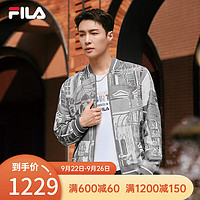 斐乐（FILA） 男子梭织外套秋时尚潮流满印宽松棒球外套 满印一-ZA 165/88A/S