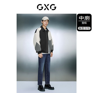 GXG 男装 时尚撞色舒适抗皱保暖棉翻领夹克外套 冬季 黑白灰 175/L