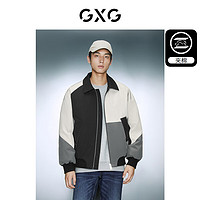 GXG 男装 时尚撞色舒适抗皱保暖棉翻领夹克外套 冬季 黑白灰 175/L