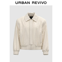 URBAN REVIVO UR女装经典时尚机车风松紧衬衣领拉链外套UWG130079 米白 S