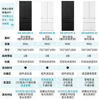 松下464升 深58CM 纯平 零嵌四门冰箱 NR-W472TX-W（晶钻白）