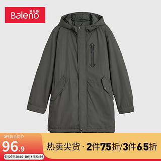 班尼路（Baleno）棉服男连帽长身升温棉外套潮流百搭外套 H6D S