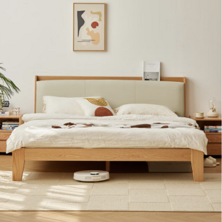 实木床 FAS级橡木|软包床头|大板厚材 主卧双人床1.5×2米BW06