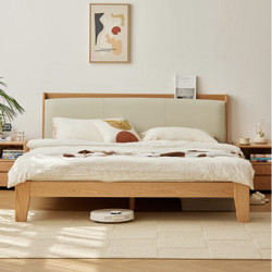 京東京造 實木床 FAS級橡木|軟包床頭|大板厚材 主臥雙人床1.5×2米BW06