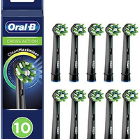 Oral-B 欧乐-B 欧乐B 采用 CleanMaximiser 技术的 Cross Action 电动牙刷头，斜角刷毛，eb50黑色款，（10 件装）