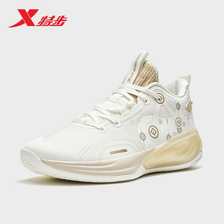 XTEP 特步 凌云1-V3篮球鞋运动男鞋877419120006 帆白/杏金色 41