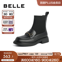 BeLLE 百丽 经典通勤袜靴女23冬季百搭舒适短靴A2N1DDD3 黑色 38