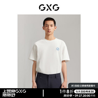 GXG男装 商场同款重磅印花短袖T恤 秋季GEX14412773 白色 170/M