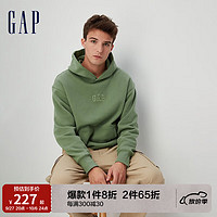 Gap男女装秋季2023LOGO运动碳素软磨抓绒卫衣804715连帽衫 绿色 180/96A(M)