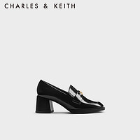 CHARLES&KEITH复古拼色粗跟乐福鞋女鞋单鞋女CK1-60280401 Black Boxed黑色 36