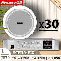 纽曼（Newmine）L-1100 定压吸顶喇叭音响套装 百平方分区抗干扰公共广播大功率蓝牙功放套装（一拖三十）