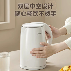 美的 家用304不锈钢电热水壶 1.7L