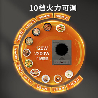 Joyoung 九阳 爆炒电磁炉2200W大功率家用触控炫彩微晶耐用面板十档火力定时功能