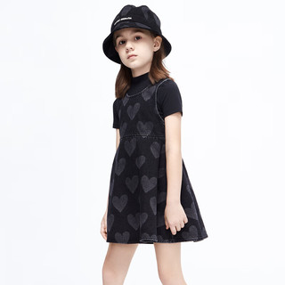 little MO&Co.little moco童装女童两件装短袖T恤牛仔连衣裙KBC3DRS006 牛仔黑色 120/56