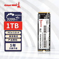 长城（Great Wall）SSD固态硬盘M.2接口(NVMe协议)PCIe3.0x4 P300系列 1TB 3200MB/s 全新