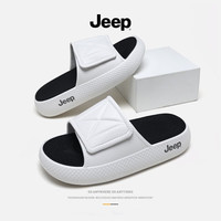 Jeep吉普拖鞋男季室内外穿两用软底防滑踩屎感一字拖 白色 36-37