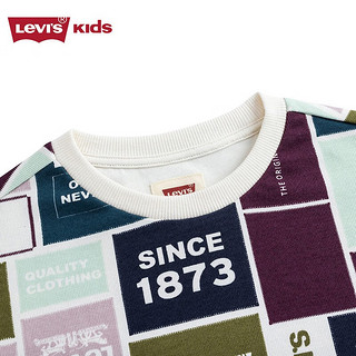 Levi's李维斯童装男童复古撞色卫衣儿童满印上衣 糖果白 120/60(6)