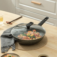 乐扣乐扣 麦番不粘锅炒锅可作煎锅家用炒菜锅具 电磁炉燃气通用锅具28CM