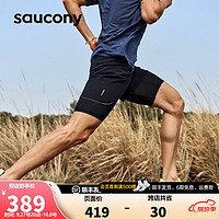 saucony 索康尼 运动短裤男裤23夏季新款跑步短裤运动裤透气短裤子 正黑色 L(175/84A)