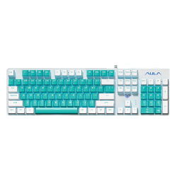 AULA 狼蛛 F2068Pro 104键 有线机械键盘 白绿 青轴 冰蓝光
