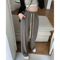 焕绅爵士舞裤子夏季宽松灰色冰丝运动裤女阔腿裤韩版高腰 灰色 M