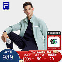 FILA 斐乐男士针织长袖外套2023冬基础立领运动上衣 蓝灰色-BU 170/92A/M