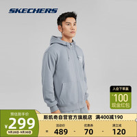 SKECHERS 斯凯奇 男加绒针织连帽外套复古经典户外P423M104 02N6 M
