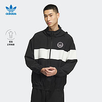 adidas 阿迪达斯 三叶草男装秋季梭织运动连帽夹克外套IU4793 黑色/汉玉白 A/S