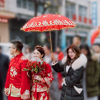 升旺 高档结婚红伞婚伞新娘伞红色婚庆用的大红伞中式婚礼红雨伞出嫁