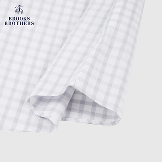 布克兄弟（BrooksBrothers）男士23春秋新格纹免烫修身短袖正装衬衫 0007-浅灰格纹 15