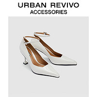 URBAN REVIVO女轻熟风脚踝带高跟浅口单鞋UAWS30025 米白 35
